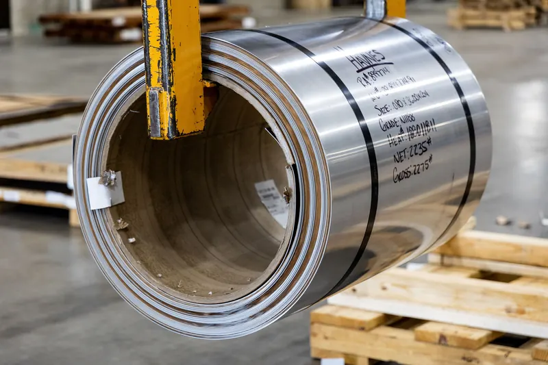 Steel coil in a manufacturing plant